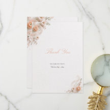 Peach Silk Ribbon Garden Thank You Card