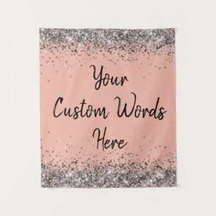 Peach Silver Black Birthday Party Photo Booth Prop Tapestry