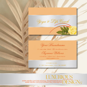 Peach Silver Decor Cute Rose Flower Elegant Floral Business Card