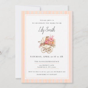 Peach Simple Baby Shower Invitation 