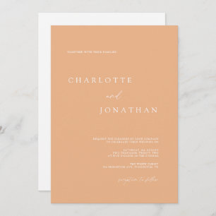 Peach Simple Chic Modern QR Code Wedding Invitation