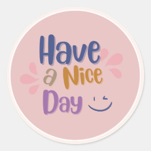 Peach Simple Vintage "Have A Nice Day" Classic Round Sticker