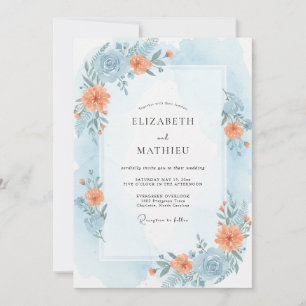 Peach Sky Peony Wedding Invitation