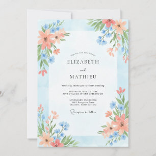 Peach Sky Wildflower Wedding Invitation