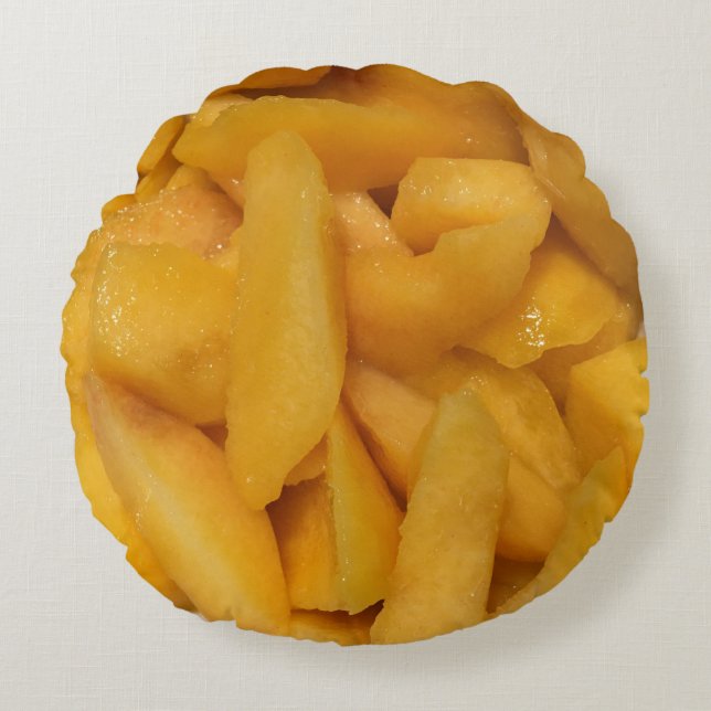 Peach Sliced Peaches Yellow Georgia State Fruit Round Cushion (Front)