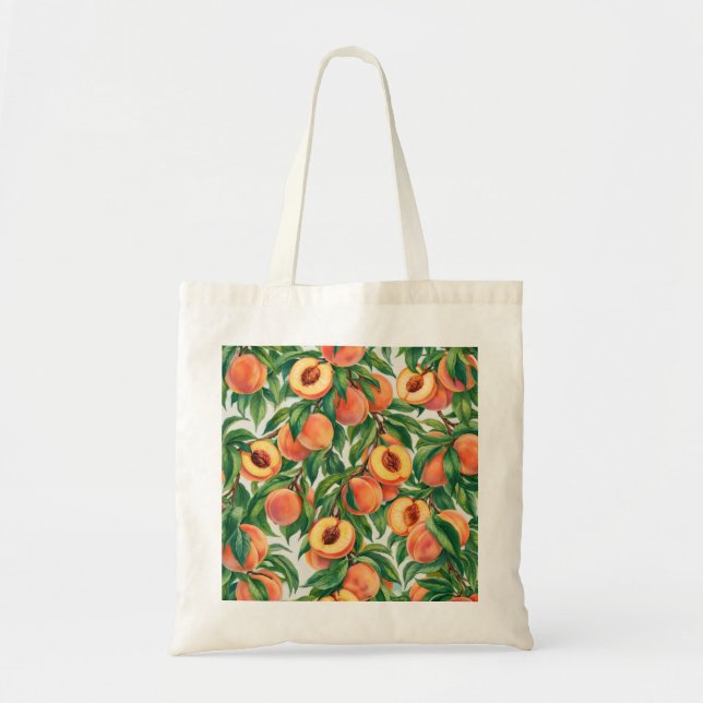 Peach Slices Botanical Pattern Tote Bag (Front)