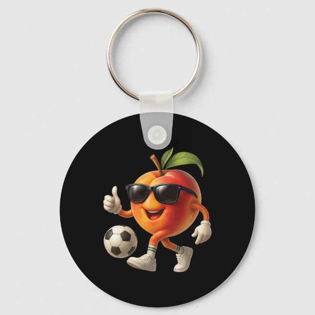 Peach Soccer  Key Ring (Front)