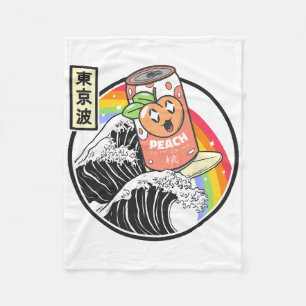 Peach Soda Surfing Kanagawa Wave Japan Anime Vapor Fleece Blanket