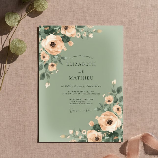 Peach Soft Bloom Wedding Invitation (Creator Uploaded)