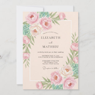 Peach Soft Blossom Romance Wedding Invitation