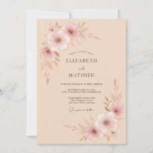 Peach Soft Blossom Wedding Invitation