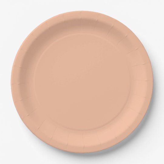 Peach solid color paper plate Zazzle.co.uk