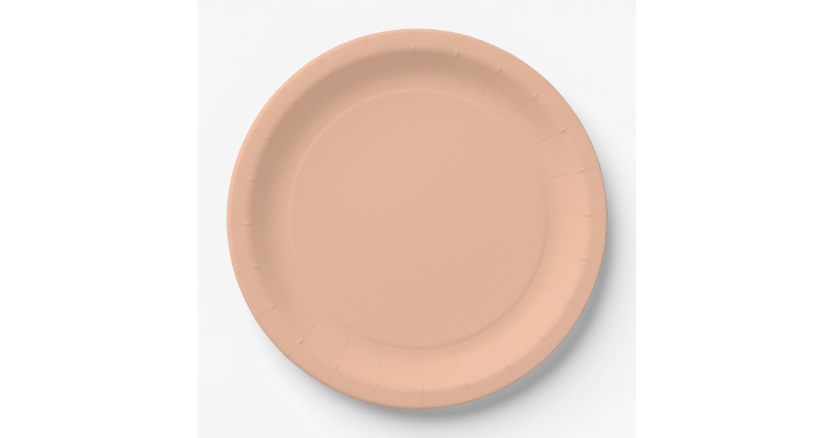 Peach solid colour paper plate Zazzle