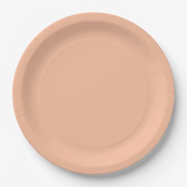 Peach solid colour paper plate (Front)