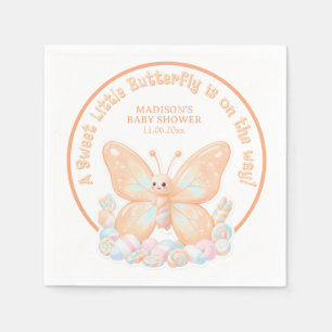 Peach Sorbet Butterfly Sweet Baby Shower Favour Napkin