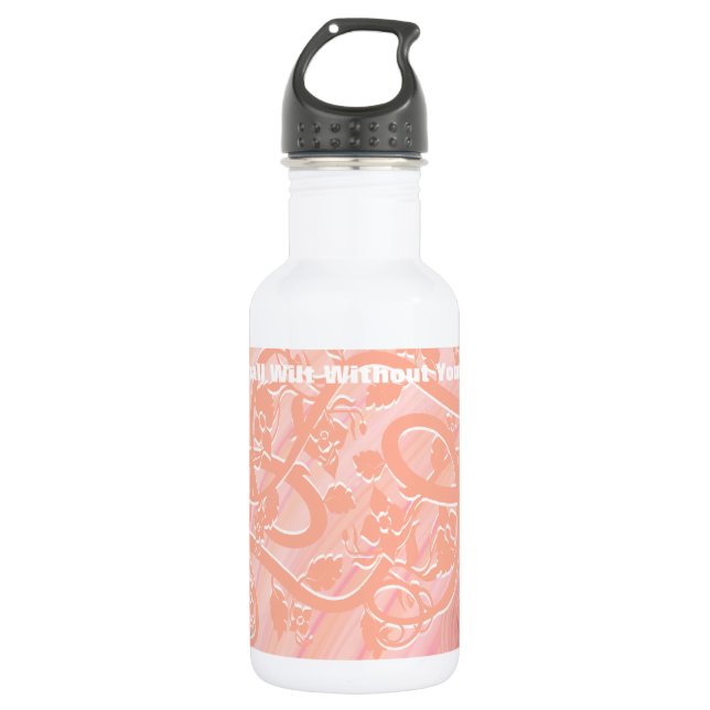Peach Spirals, Filigree and Flowers 532 Ml Water Bottle (Front)