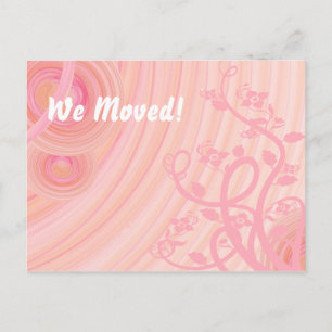 Peach Spirals, Filigree and Flowers Announcement Postcard