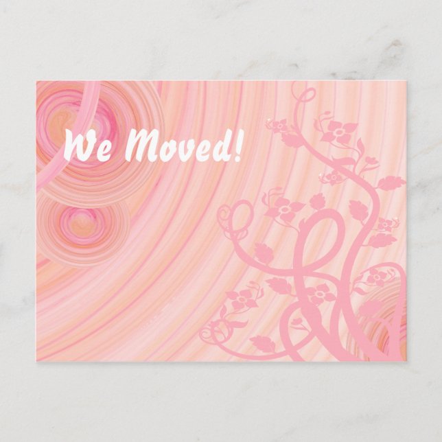 Peach Spirals, Filigree and Flowers Announcement Postcard (Front)