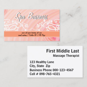 Peach Spirals, Filigree and Flowers Business Card