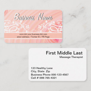 Peach Spirals, Filigree and Flowers Business Card