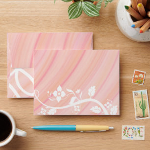 Peach Spirals, Filigree and Flowers Envelopes