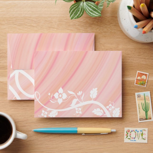 Peach Spirals, Filigree and Flowers Envelopes (Desk)