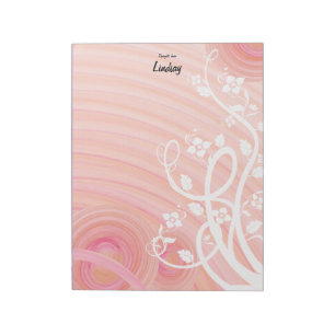 Peach Spirals, Filigree Floral Art Custom Notepad