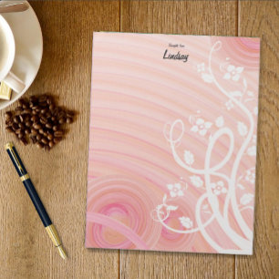 Peach Spirals, Filigree Floral Art Custom Notepad