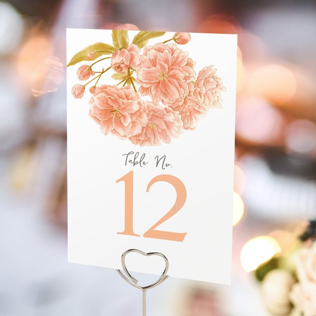 Peach spring blossom Wedding table numbers (Creator Uploaded)