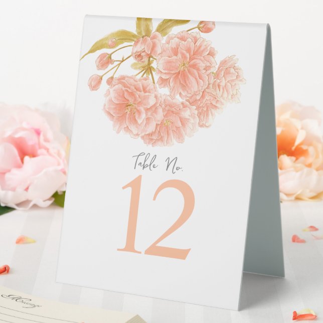 Peach spring blossom Wedding table numbers (In SItu (Wedding))