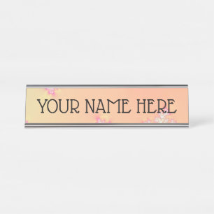 Peach Spring Frost Fractal Desk Name Plate