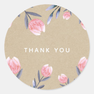 Peach Spring Watercolor Tulips Bridal Shower Favou Classic Round Sticker