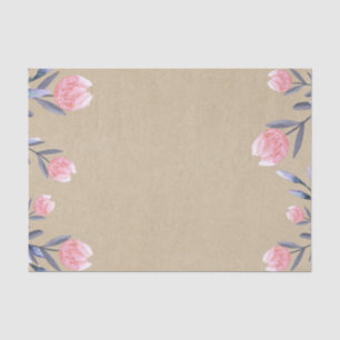 Peach Spring Watercolor Tulips Bridal Shower Party Tissue Paper