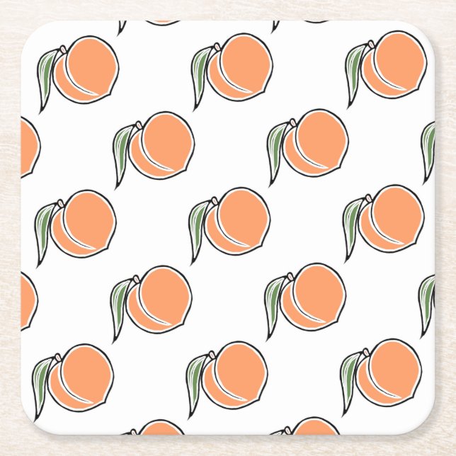 Peach Square Paper Coaster (Front)