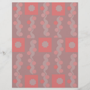 Peach Squiggle Flower Scrapbook Paper