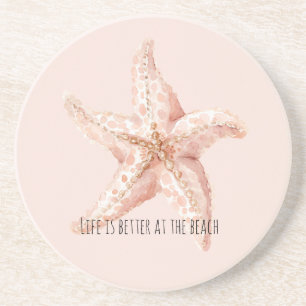 Peach Starfish Better at Beach Coaster