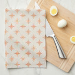 Peach Stars on Cream Atomic Midcentury Pattern Tea Towel<br><div class="desc">Go back to a time of simple atomic era kitchen decor with this fun peach stars on cream mid century modern kitchen towel.</div>