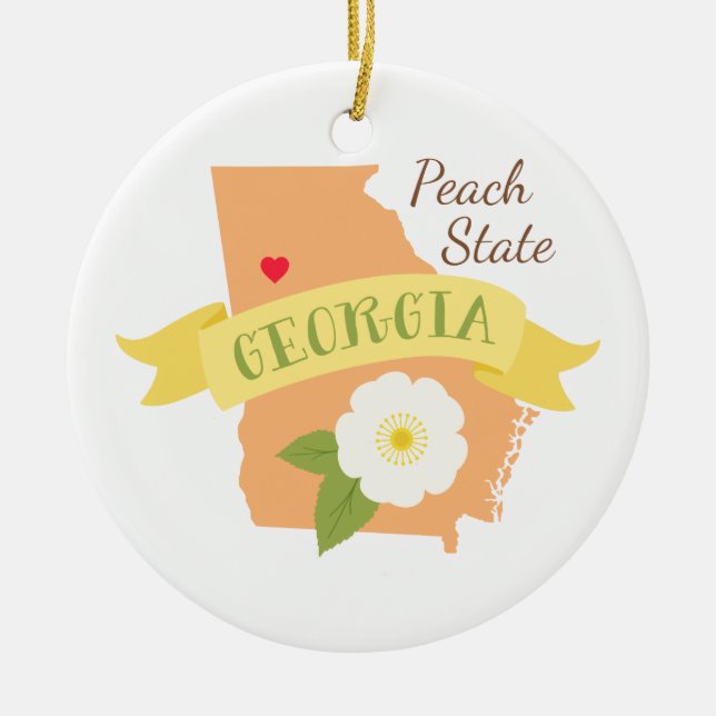 Peach State Ceramic Tree Decoration (Front)