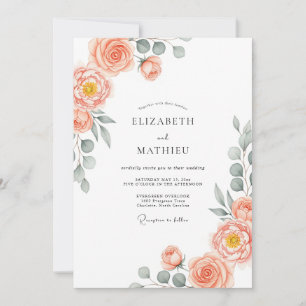 Peach Stately Spring Wedding Invitation