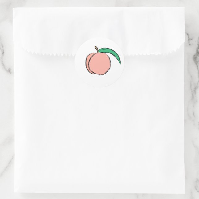 Peach Sticker: Peach Label, Peach Party Supplies Classic Round Sticker (Bag)