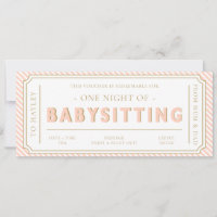 Peach Stripe Babysitting Gift Voucher Card