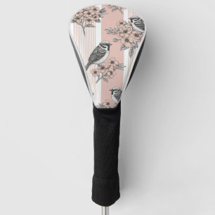 Peach Stripe Floral Bird Elegant (2) Golf Head Cover