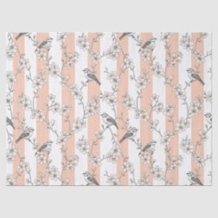 Peach Stripe Floral Bird Elegant (5) Tissue Paper