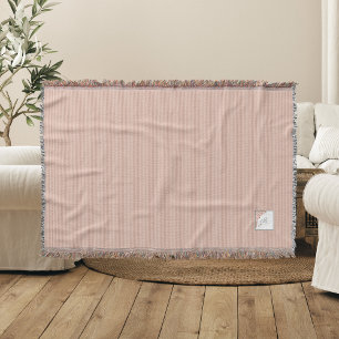 Peach Stripe Terracotta Butterfly Script Monogram Throw Blanket