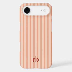 Peach Stripe Vintage Design Name Initials Stylish