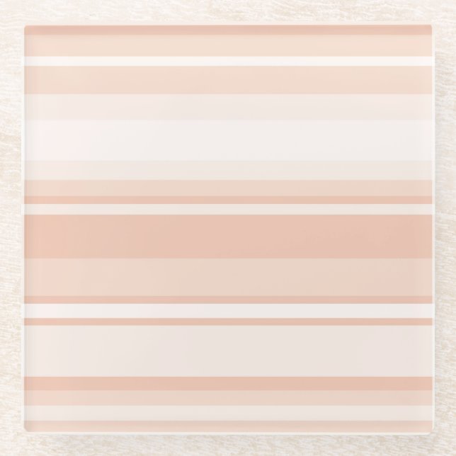 Peach stripes glass coaster (Front)