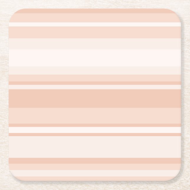 Peach stripes square paper coaster (Front)