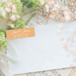 Peach Stylised Names Wedding Address
