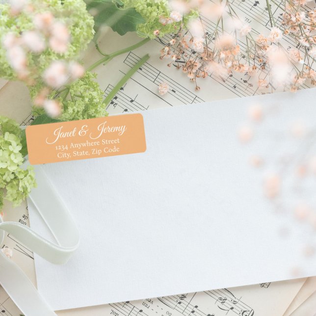 Peach Stylised Names Wedding Return Address (In Situ Wedding)
