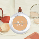 Peach Stylised Wedding Bridesmaid Monogram Compact Mirror<br><div class="desc">A personalised compact mirror for your wedding bridesmaid or maid of honour that has her initial and name stylised on a trendy,  peach colour background. Edit to replace initial and name. Select your compact mirror style.</div>
